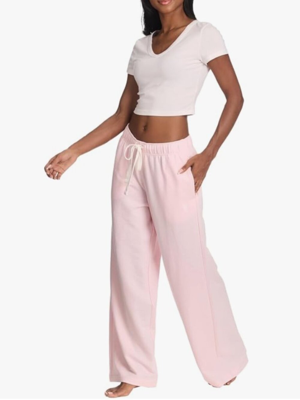 NWT U.S. POLO ASSN. Wide Leg Sweatpants for Women with Pockets in Pink XS